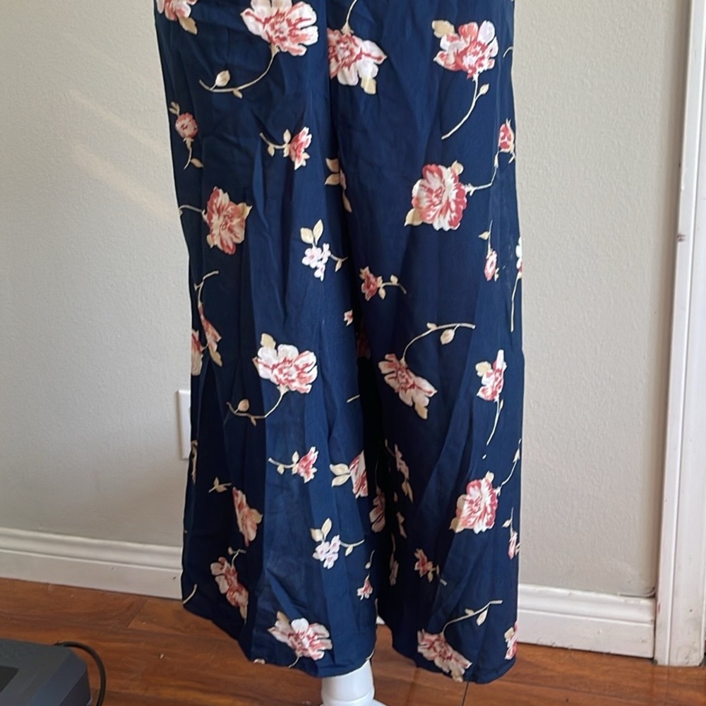 NEW Floral Navy Jumpsuit with Pink Accents Size XL - Picture 2 of 8